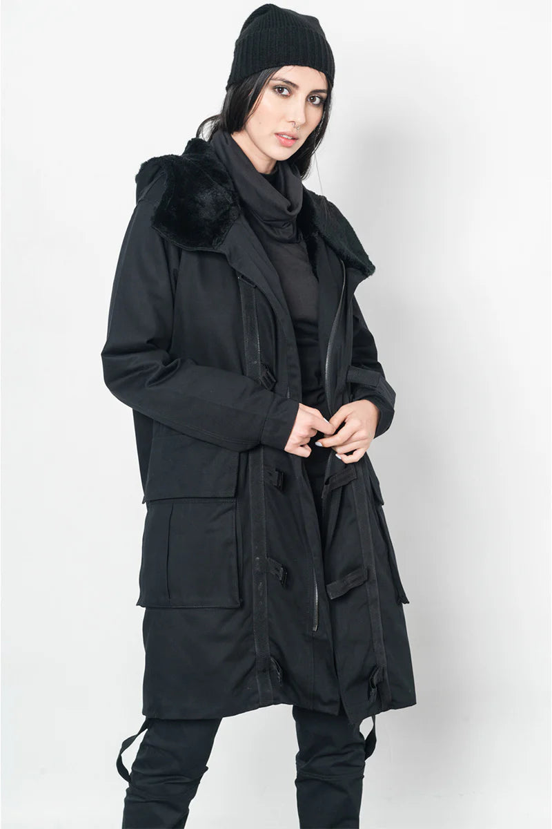 Reins Parka in Drill – Black